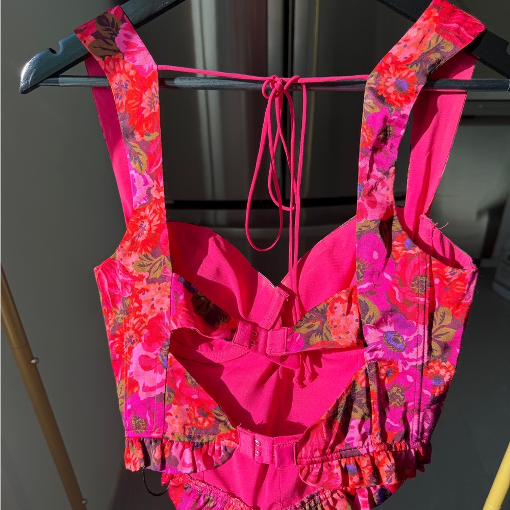 For Love And Lemons Floral Pink Corset Top - Picture 6 of 8